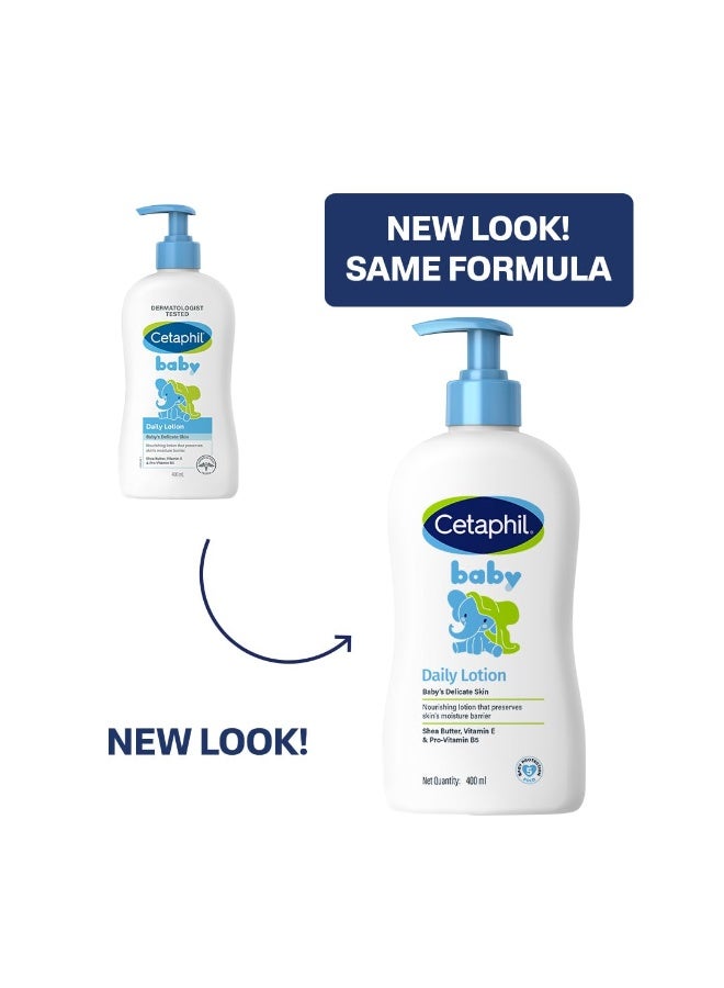 Cetaphil Baby Daily Lotion, Suitable for baby’s delicate skin, Shea Butter and Vit E, Dermatologist Tested and Pediatrician Recommended, 400 ml - Image 4